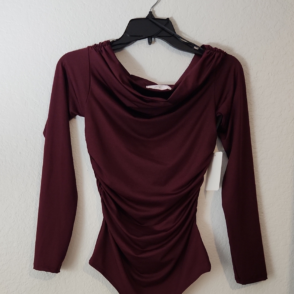 Gaze Burgundy Long Sleeve Bodysuit